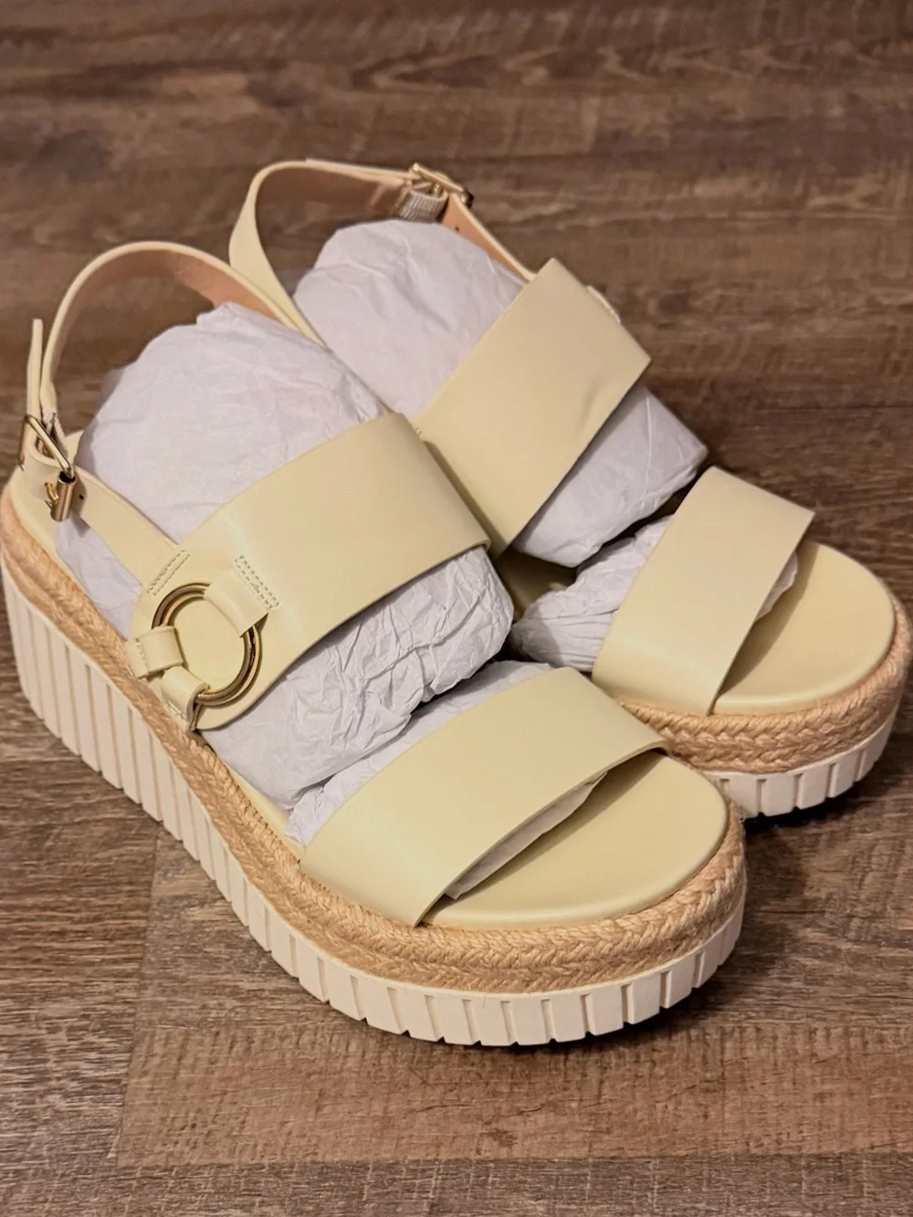 NIB MIA Yuna Espadrille Wedge Sandals - Bone - Size 8